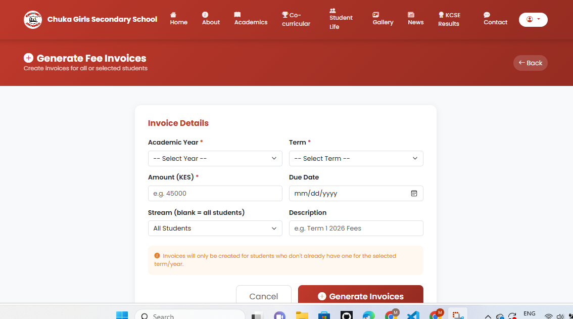 Fee Invoices